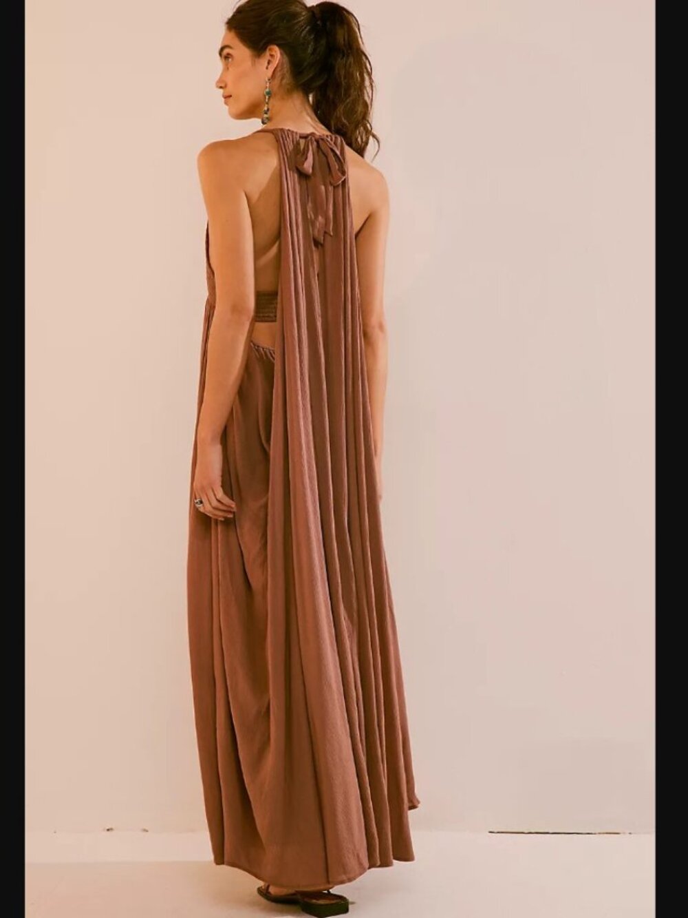 Free People Brown Maxi Dress with Side Slit - Picture 3 of 13